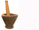 Earthern Mortar + Pestle - Mortier en terre cuite + pilon