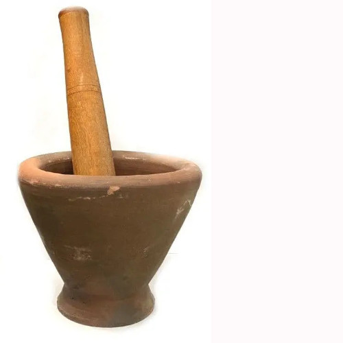 Earthern Mortar + Pestle - Mortier en terre cuite + pilon